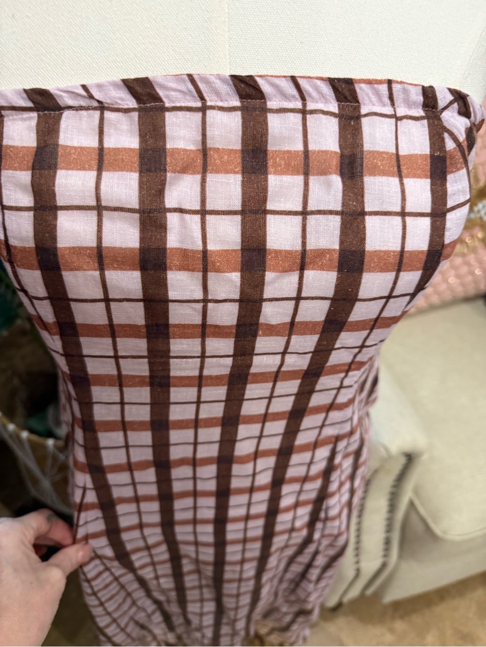 🤎 Anthropologie Maeve Strapless Plaid Midi-to-Maxi dress - Picture 5 of 5